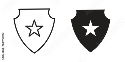 Police badge icon in minimal flat, stroke style. suitable for graphic designs