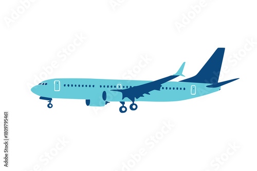 A clean and modern aeroplane vector illustration featuring a sleek commercial aircraft in flight. Ideal for aviation design, travel marketing, airline branding, educational visuals.