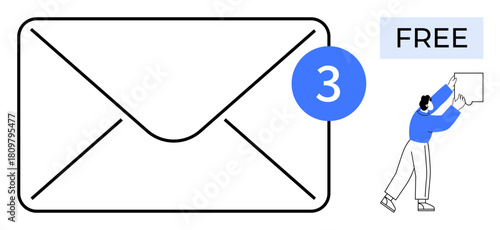 Email notification concept. Email icon with message count showing updates and communication. Email for user engagement, business promotion, newsletters, and inbox alerts. Perfect for digital