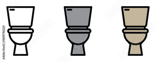 Modern toilet icon set for bathroom design and plumbing projects, showcasing minimalist style and color options for interior decorators and home renovators