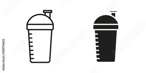 Protein shake icon in minimal flat, stroke style. suitable for graphic designs