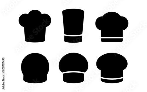 Diverse chef hat silhouettes collection for culinary designs