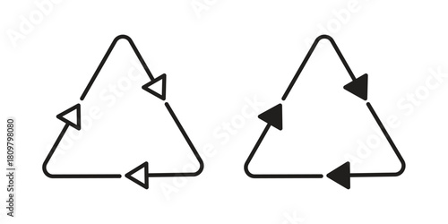 Recycling icon in minimal flat, stroke style. suitable for graphic designs