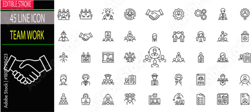 TEAM WORK AND COLLABORATION ICON SET,COMMUNICATION STRATEGY WITH GROWTH.eps