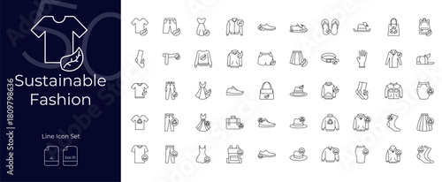 Sustainable Fashion Line Editable Icons set