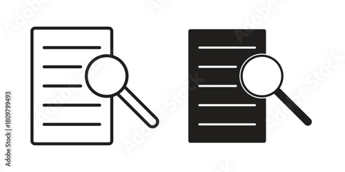Research icon in minimal flat, stroke style. suitable for graphic designs