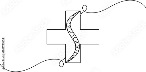 Minimalist one-line art of a chiropractic or orthopedic logo