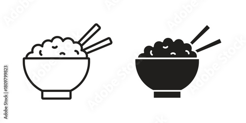 Rise Bowl icon in minimal flat, stroke style. suitable for graphic designs