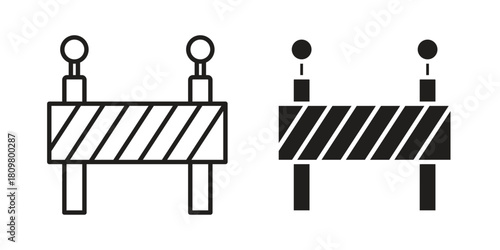 Roadblock icon in minimal flat, stroke style. suitable for graphic designs