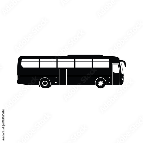 Illustration of a black bus isolated on, a public transportation vehicle for passengers