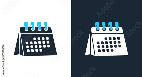 Two calendar icons with blue tabs on white - Vector icon symbol for website - Icon vector - Blue icon vector - Line and glyph solid icon and logo template
