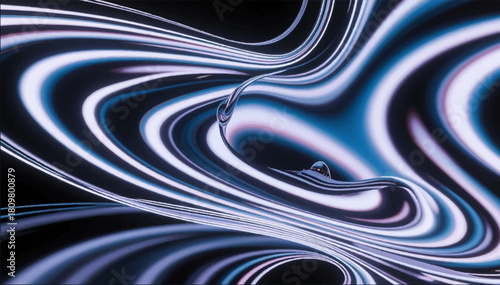 An abstract illustration in which a liquid substance consisting of many multi-colored lines bends in various directions forming a plastic shape. Vector graphics. EPS.