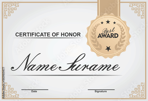 Certificate of honor template. vector illustration