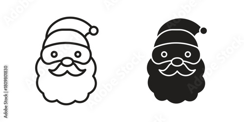 Santa Claus icon in minimal flat, stroke style. suitable for graphic designs
