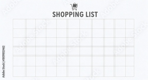 Shopping List Grid with Shopping Cart Icon groceries