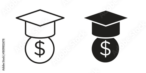 Scholarship icon in minimal flat, stroke style. suitable for graphic designs