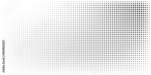 Set of halftone dots gradient pattern texture isolated on white background. Straight dotted spots using halftone circle dot raster texture. Vector blot half tone collection.