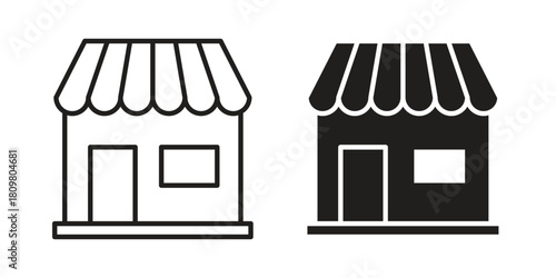 Shop icon in minimal flat, stroke style. suitable for graphic designs