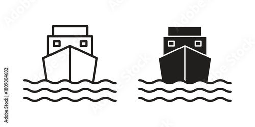 Ship icon in minimal flat, stroke style. suitable for graphic designs