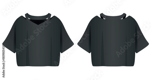 Black women crop top. vector illustration	
