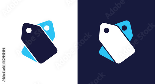 Two tags with blue and white colors - Vector icon symbol for website - Icon vector - Blue icon vector - Line and glyph solid icon and logo template