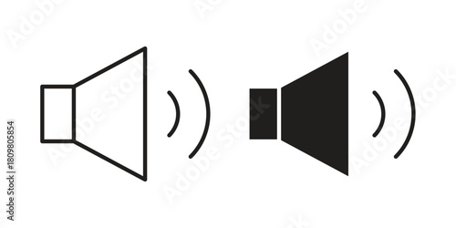Speaker icon in minimal flat, stroke style. suitable for graphic designs