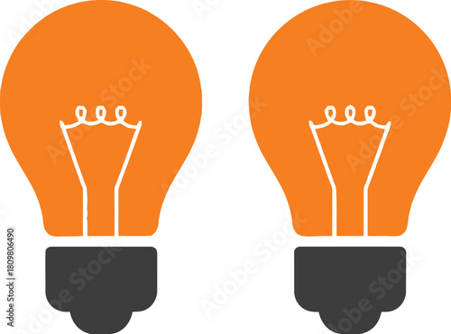 Orange unlit light bulbs icon representing bright ideas, innovation, and creative solutions vector.