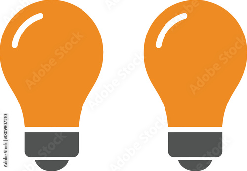 Two vibrant orange light bulb icons illustrating bright ideas, innovation, problem-solving, and inspiration