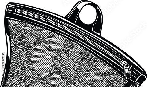 Black mesh bag with zipper, reusable shopping tote for groceries, travel