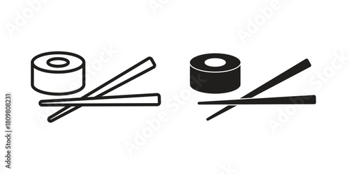 Sushi icon in minimal flat, stroke style. suitable for graphic designs