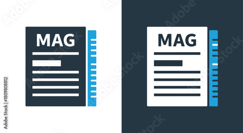 Two magazine icons with blue ruler - Vector icon symbol for website - Icon vector - Blue icon vector - Line and glyph solid icon and logo template