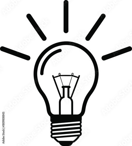 Lightbulb icon symbolizing innovation and creativity, bright idea, solution, and invention concept