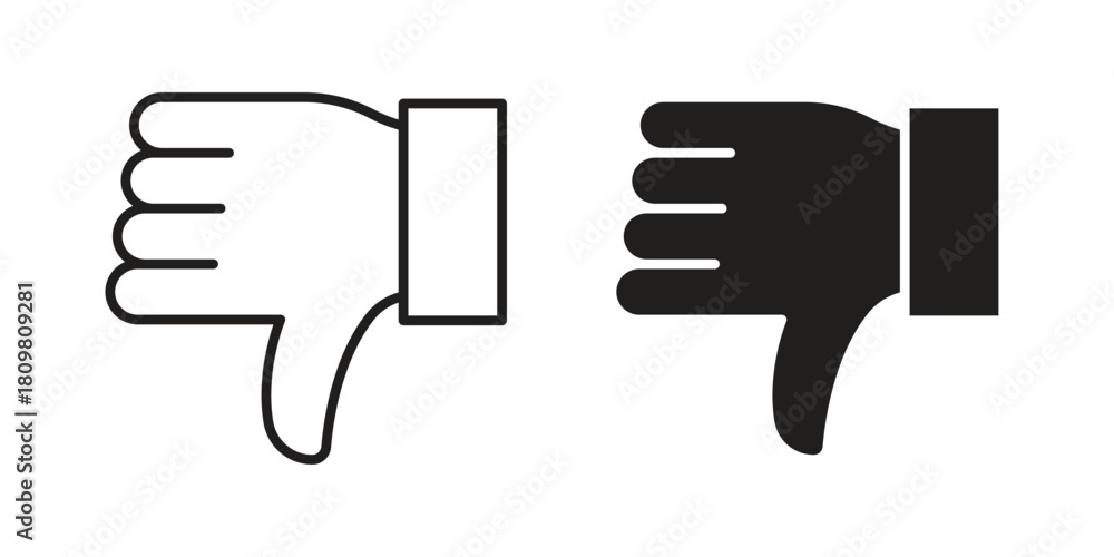 Obraz premium Thumbs down icon in minimal flat, stroke style. suitable for graphic designs