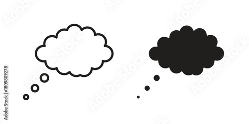 Think bubble icon in minimal flat, stroke style. suitable for graphic designs