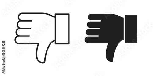 Thumbs down icon in minimal flat, stroke style. suitable for graphic designs