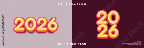 2026 text effect banner, holiday celebration with feminine color