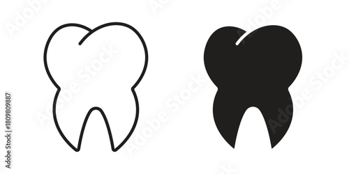 Tooth icon in minimal flat, stroke style. suitable for graphic designs