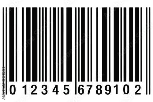 EAN-13 barcode vector, isolated on clean white background, retail and product labeling concept, digital design for packaging, inventory management, scanning systems, apps, websites, and commercial pro