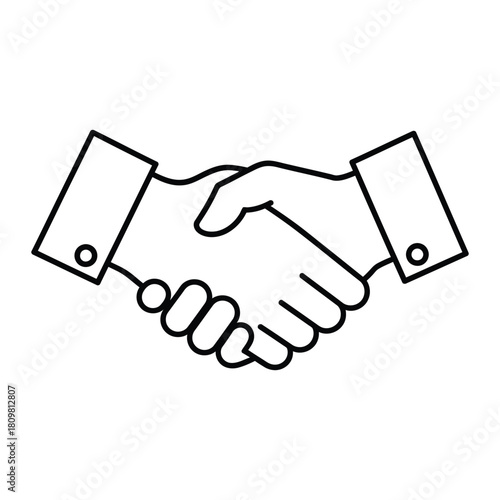 Handshake Deal – Partnership & Agreement Outline Vector Icon