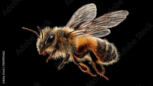 wasp on black background