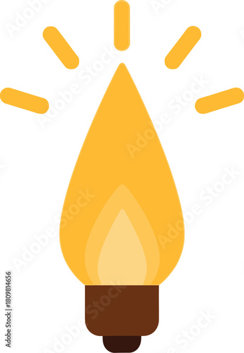 Glowing light bulb icon symbolizing bright idea, innovation, energy, and inspiration concept