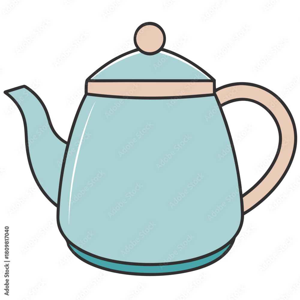 Obraz premium Teapot Vector Illustration – Flat Minimal Kitchen Accessory Icon