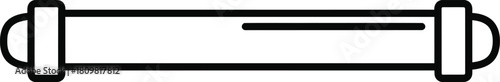 Horizontal pipe or conduit icon with capped ends, simple line drawing, isolated vector graphic artwork