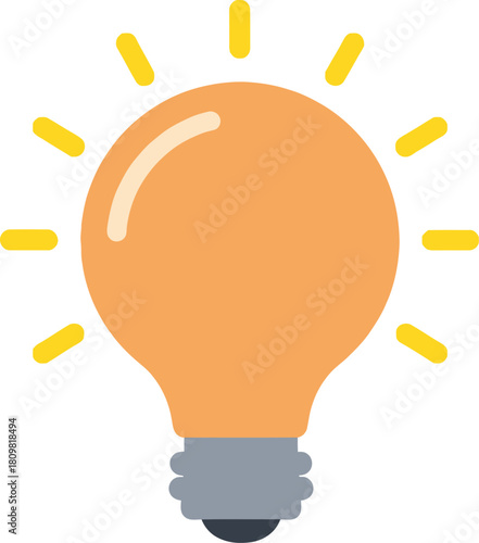 Glowing light bulb icon illustration symbolizing bright idea innovation creativity solution inspiration concept
