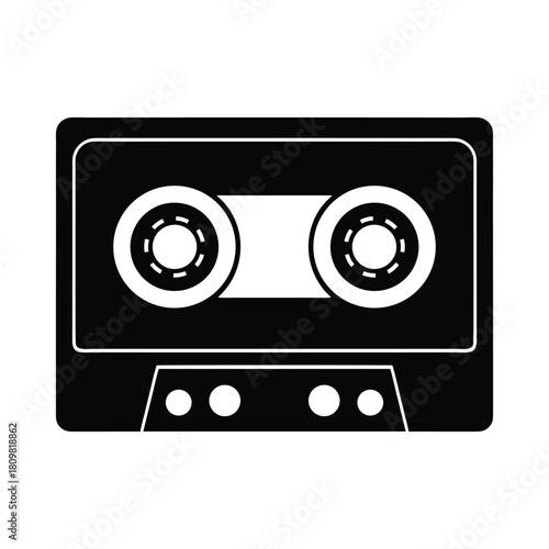 Cassette Tape Silhouette Icon Vector Illustration