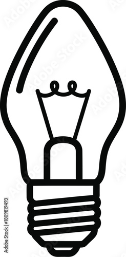 Outline illustration of a light bulb with a candelabra shape and screw-in base, concept of idea