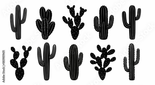 Silhouette Cactus Collection - Desert Flora Illustrations.