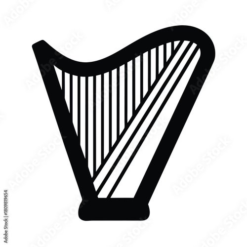 Harp Outline Icon Vector Illustration