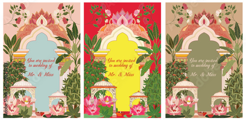 pichwai card pichwai save the date card pichwai wedding invitation  pichwai postcard