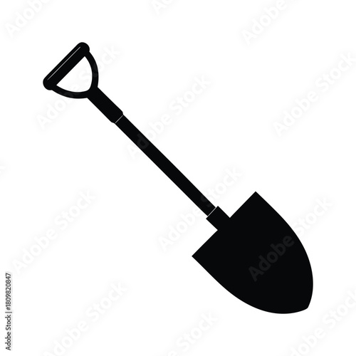 Shovel Silhouette Icon Vector Illustration